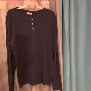 Life Is Good Navy Blue Henley Shirt size L